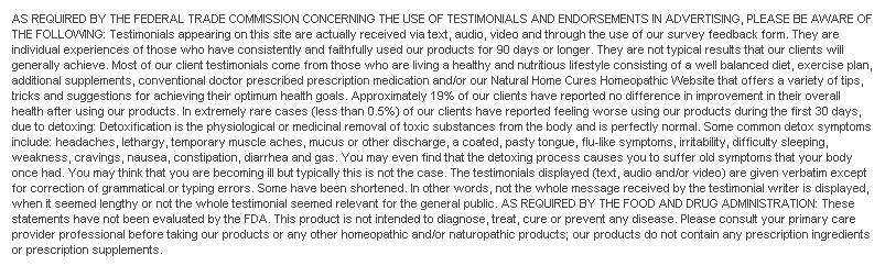Natural Home Cures Acai Berry Disclaimer